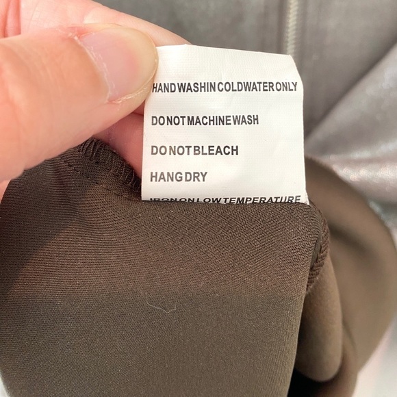 🆕 SOLITAIRE | Metallic Taupe Faux Suede Contemporary Modern Jacket | Large - Picture 8 of 8